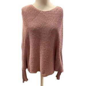 Lagenlook Slouchy Batwing Sweater Dusty Pink Boxy Sz Small Boho Bohemian *Note